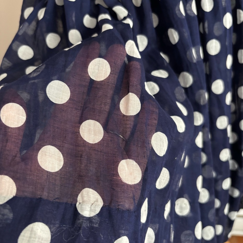 Vintage 1960s GAY GIBSON Navy Blue & White Polka Dot Sleeveless Dress / 24 waist - Picture 11 of 16